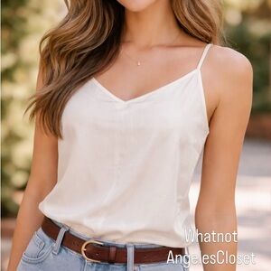 G by Giuliana Cream Satin V‑Neck Camisole with Thin Straps